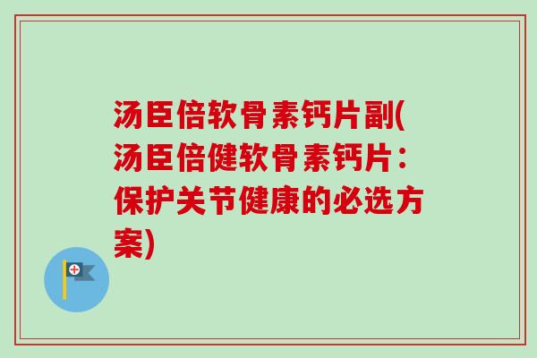 汤臣倍软骨素钙片副(汤臣倍健软骨素钙片：保护关节健康的必选方案)