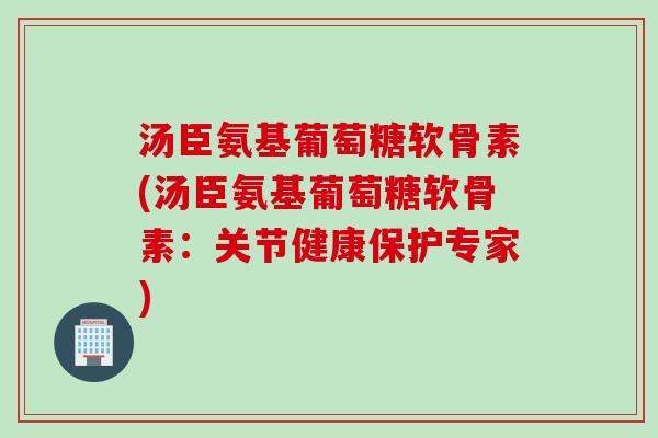 汤臣氨基葡萄糖软骨素(汤臣氨基葡萄糖软骨素：关节健康保护专家)