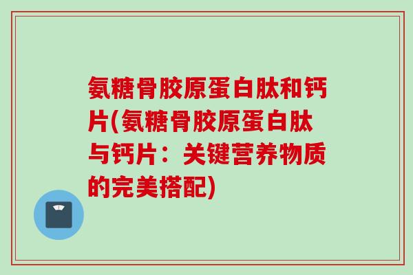 氨糖骨胶原蛋白肽和钙片(氨糖骨胶原蛋白肽与钙片：关键营养物质的完美搭配)