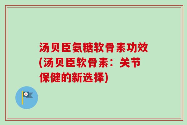 汤贝臣氨糖软骨素功效(汤贝臣软骨素：关节保健的新选择)