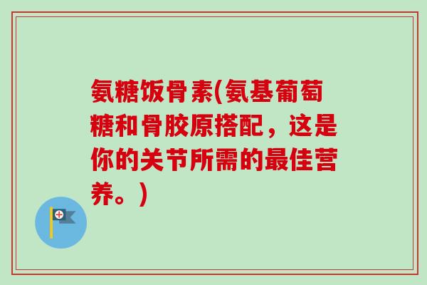 氨糖饭骨素(氨基葡萄糖和骨胶原搭配，这是你的关节所需的最佳营养。)