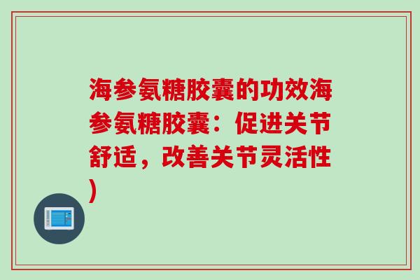 海参氨糖胶囊的功效海参氨糖胶囊：促进关节舒适，改善关节灵活性)