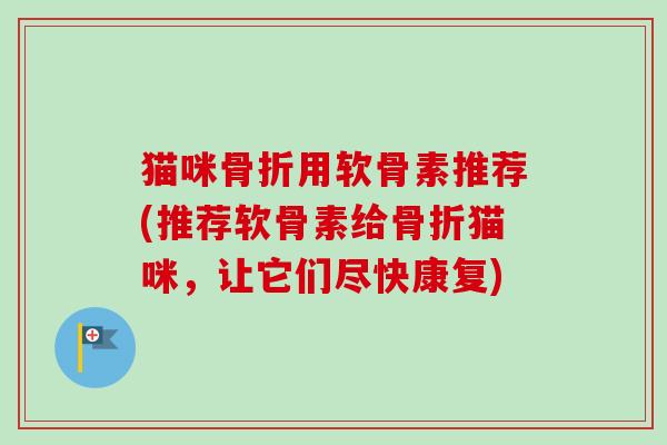 猫咪骨折用软骨素推荐(推荐软骨素给骨折猫咪，让它们尽快康复)