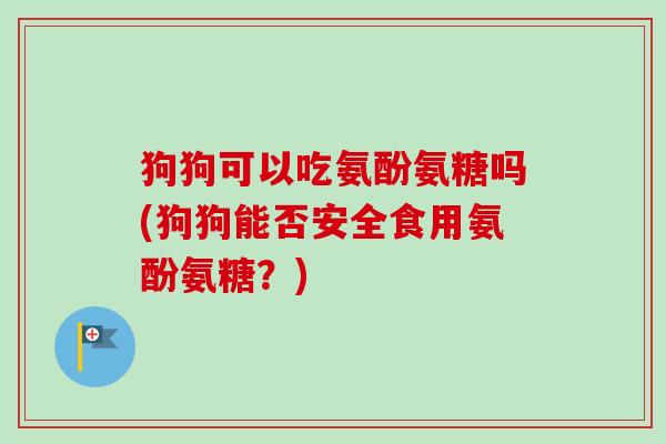 狗狗可以吃氨酚氨糖吗(狗狗能否安全食用氨酚氨糖？)