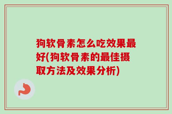 狗软骨素怎么吃效果最好(狗软骨素的最佳摄取方法及效果分析)