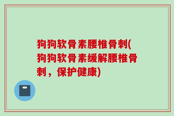狗狗软骨素腰椎骨刺(狗狗软骨素缓解腰椎骨刺，保护健康)