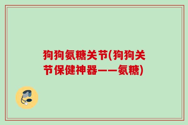 狗狗氨糖关节(狗狗关节保健神器——氨糖)