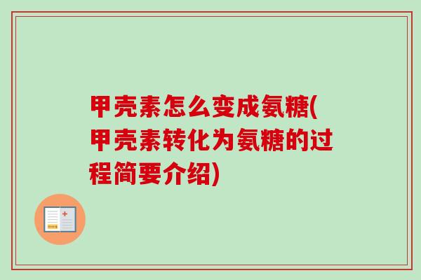 甲壳素怎么变成氨糖(甲壳素转化为氨糖的过程简要介绍)