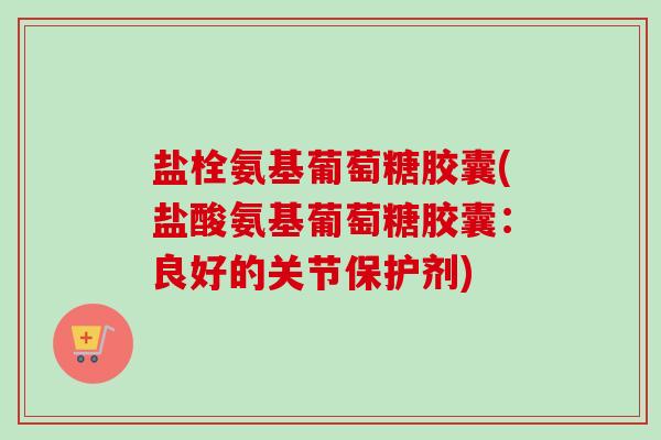 盐栓氨基葡萄糖胶囊(盐酸氨基葡萄糖胶囊：良好的关节保护剂)