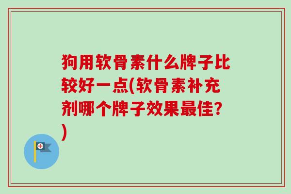 狗用软骨素什么牌子比较好一点(软骨素补充剂哪个牌子效果最佳？)