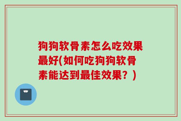 狗狗软骨素怎么吃效果最好(如何吃狗狗软骨素能达到最佳效果？)