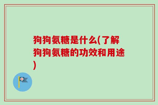 狗狗氨糖是什么(了解狗狗氨糖的功效和用途)