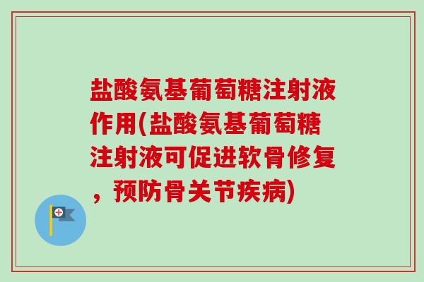 盐酸氨基葡萄糖注射液作用(盐酸氨基葡萄糖注射液可促进软骨修复,骨关节) 盐酸氨基葡萄糖注射液作用(盐酸氨基葡萄糖注射液可促进软骨修复,骨关节)