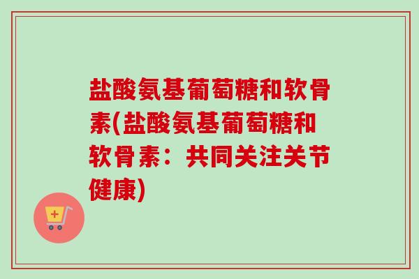 盐酸氨基葡萄糖和软骨素(盐酸氨基葡萄糖和软骨素：共同关注关节健康)