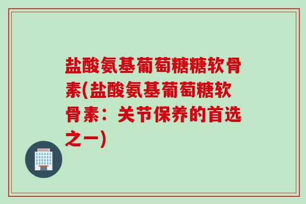 盐酸氨基葡萄糖糖软骨素(盐酸氨基葡萄糖软骨素：关节保养的首选之一)