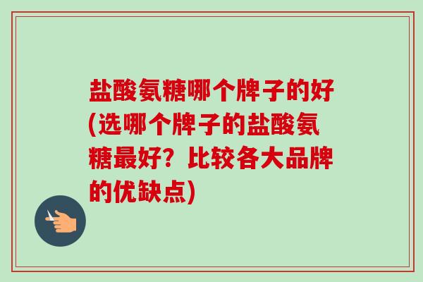 盐酸氨糖哪个牌子的好(选哪个牌子的盐酸氨糖最好？比较各大品牌的优缺点)