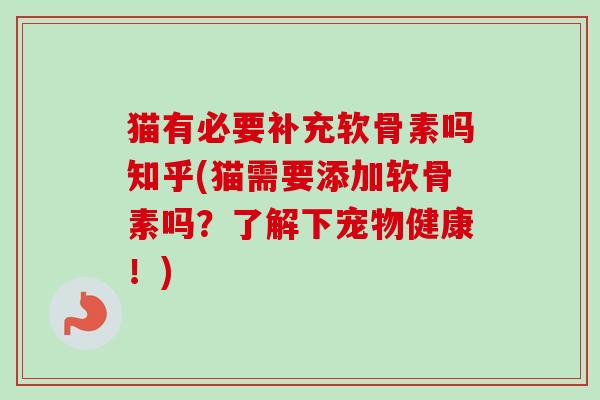 猫有必要补充软骨素吗知乎(猫需要添加软骨素吗？了解下宠物健康！)