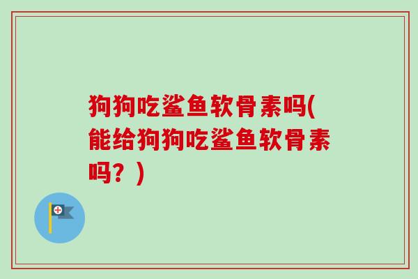 狗狗吃鲨鱼软骨素吗(能给狗狗吃鲨鱼软骨素吗？)