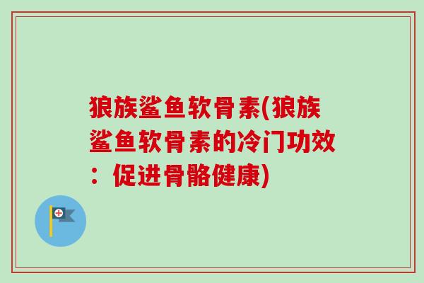 狼族鲨鱼软骨素(狼族鲨鱼软骨素的冷门功效：促进骨骼健康)