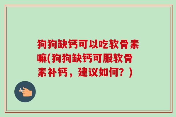 狗狗缺钙可以吃软骨素嘛(狗狗缺钙可服软骨素补钙，建议如何？)