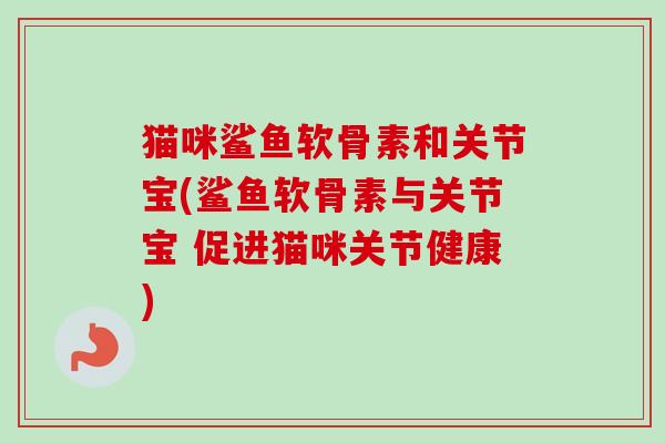 猫咪鲨鱼软骨素和关节宝(鲨鱼软骨素与关节宝 促进猫咪关节健康)