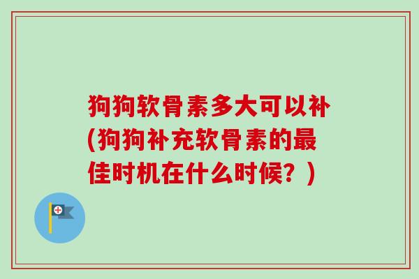 狗狗软骨素多大可以补(狗狗补充软骨素的最佳时机在什么时候？)