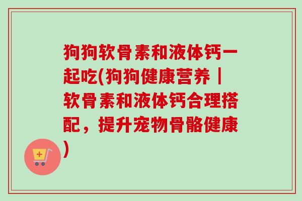 狗狗软骨素和液体钙一起吃(狗狗健康营养｜软骨素和液体钙合理搭配，提升宠物骨骼健康)