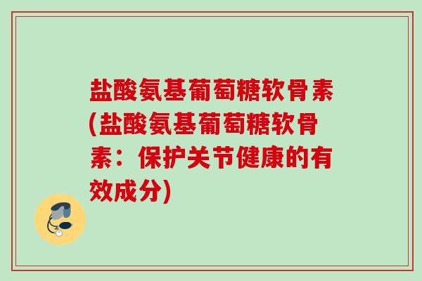 盐酸氨基葡萄糖软骨素(盐酸氨基葡萄糖软骨素：保护关节健康的有效成分)