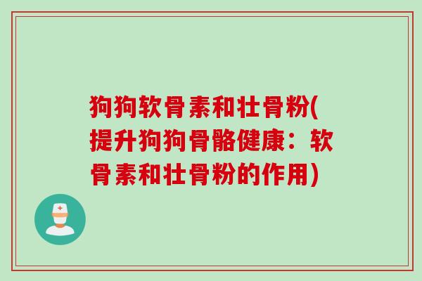 狗狗软骨素和壮骨粉(提升狗狗骨骼健康：软骨素和壮骨粉的作用)