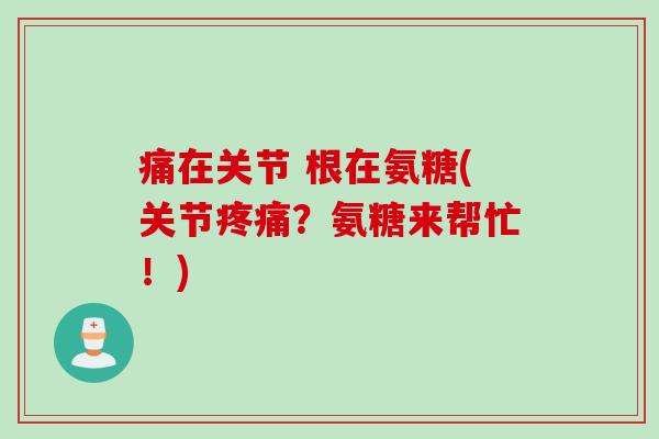 痛在关节 根在氨糖(关节?氨糖来帮忙!) 痛在关节 根在氨糖(关节?氨糖来帮忙!)