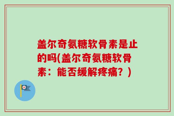 盖尔奇氨糖软骨素是止的吗(盖尔奇氨糖软骨素：能否缓解疼痛？)