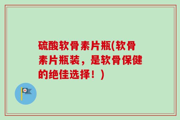硫酸软骨素片瓶(软骨素片瓶装，是软骨保健的绝佳选择！)