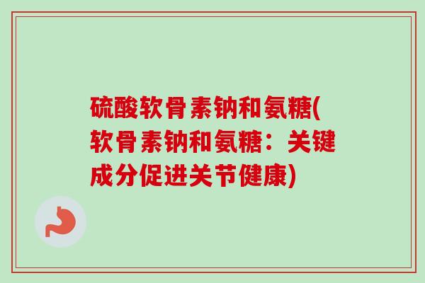 硫酸软骨素钠和氨糖(软骨素钠和氨糖：关键成分促进关节健康)