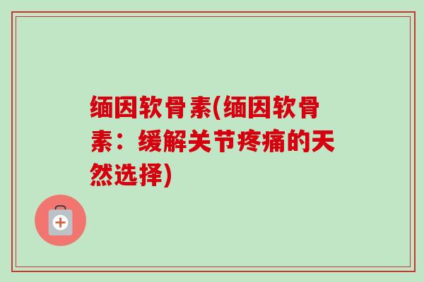 缅因软骨素(缅因软骨素：缓解关节疼痛的天然选择)