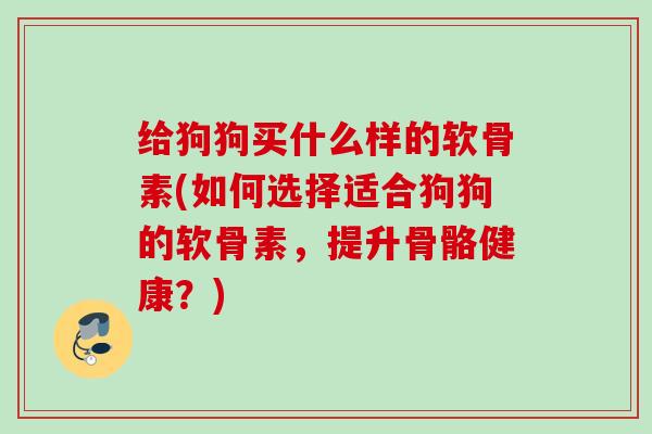 给狗狗买什么样的软骨素(如何选择适合狗狗的软骨素，提升骨骼健康？)