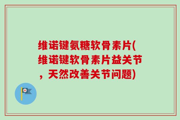 维诺键氨糖软骨素片(维诺键软骨素片益关节，天然改善关节问题)