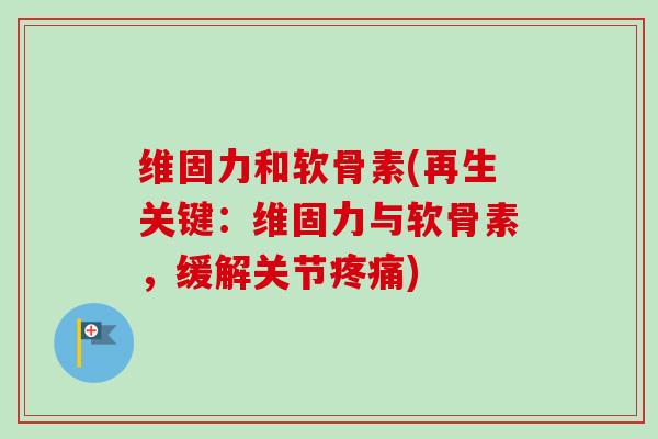 维固力和软骨素(再生关键:维固力与软骨素,缓解关节) 维固力和软骨素(再生关键:维固力与软骨素,缓解关节)