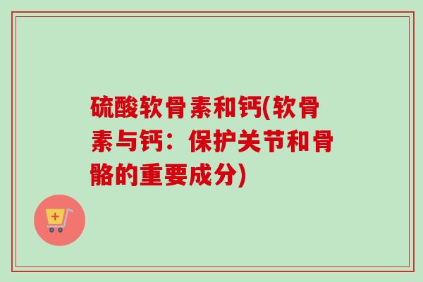 硫酸软骨素和钙(软骨素与钙：保护关节和骨骼的重要成分)