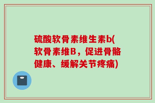 硫酸软骨素维生素b(软骨素维B，促进骨骼健康、缓解关节疼痛)