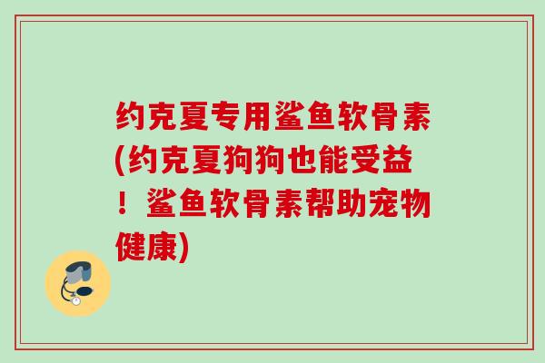 约克夏专用鲨鱼软骨素(约克夏狗狗也能受益！鲨鱼软骨素帮助宠物健康)