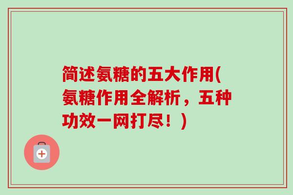 简述氨糖的五大作用(氨糖作用全解析，五种功效一网打尽！)