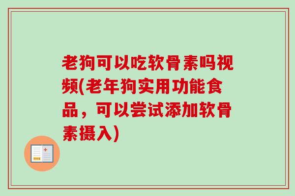 老狗可以吃软骨素吗视频(老年狗实用功能食品，可以尝试添加软骨素摄入)