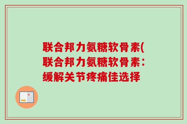 联合邦力氨糖软骨素(联合邦力氨糖软骨素：缓解关节佳选择