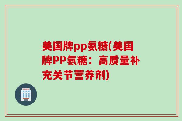 美国牌pp氨糖(美国牌PP氨糖：高质量补充关节营养剂)