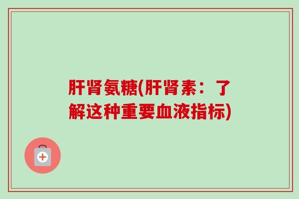 肝肾氨糖(肝肾素：了解这种重要血液指标)