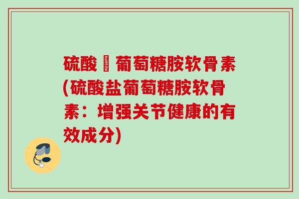 硫酸盬葡萄糖胺软骨素(硫酸盐葡萄糖胺软骨素：增强关节健康的有效成分)