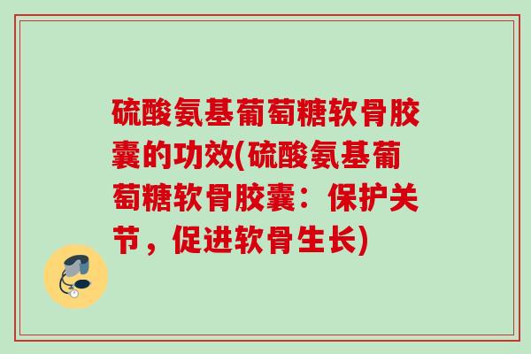 硫酸氨基葡萄糖软骨胶囊的功效(硫酸氨基葡萄糖软骨胶囊：保护关节，促进软骨生长)