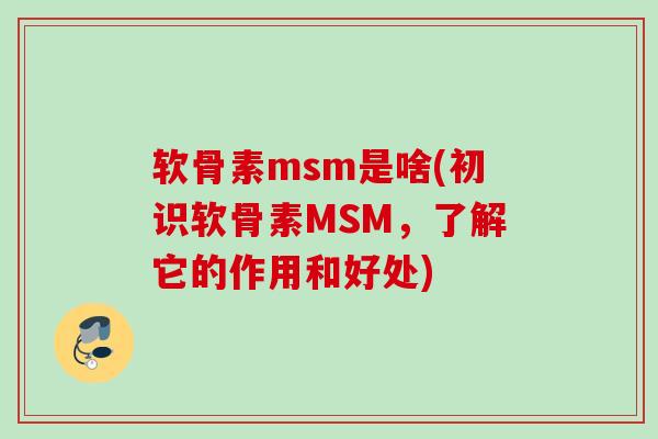 软骨素msm是啥(初识软骨素MSM，了解它的作用和好处)