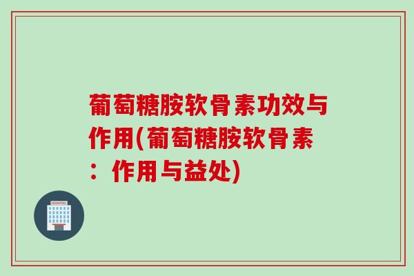 葡萄糖胺软骨素功效与作用(葡萄糖胺软骨素：作用与益处)