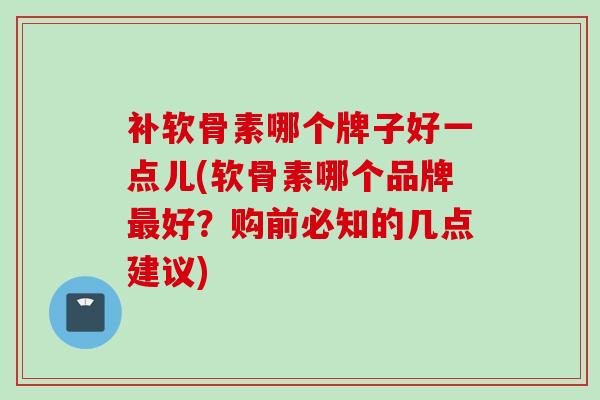 补软骨素哪个牌子好一点儿(软骨素哪个品牌最好？购前必知的几点建议)